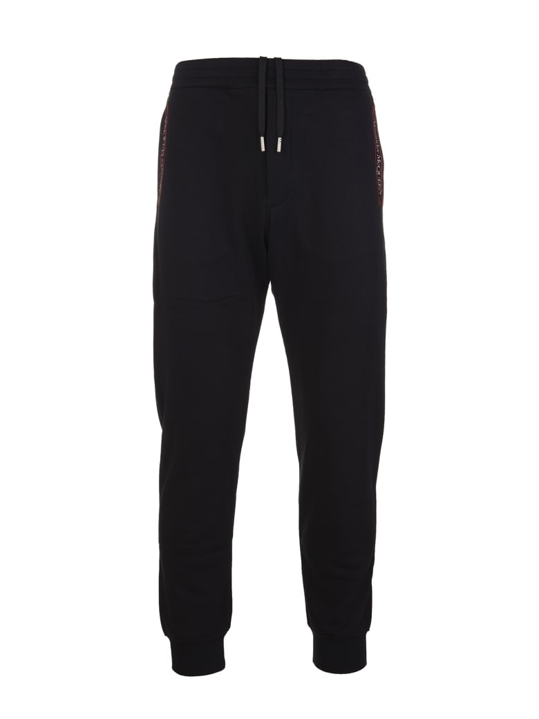 Alexander McQueen Man Black Slim Fit Joggers With Contrast Logoed Selvedge Tapes - Black
