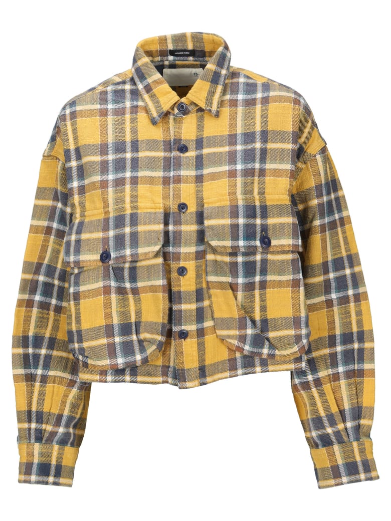 R13 Cropped Flanel Check Shirt - YELLOW
