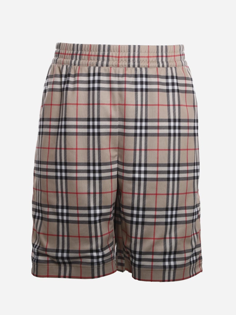 Burberry Technical Twill Shorts With Vintage Check Tartan Motif - Beige