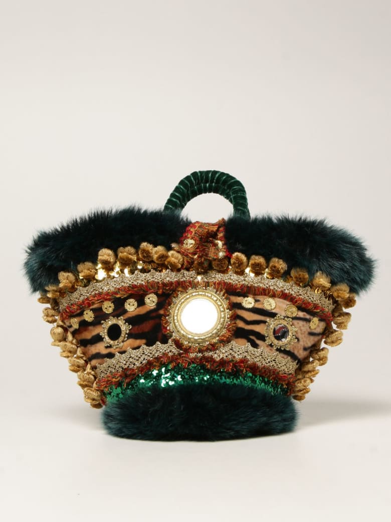 Sikuly Handbag Sinfunia Sikuly Coffa Bag With Fur And Mirrors - Multicolor