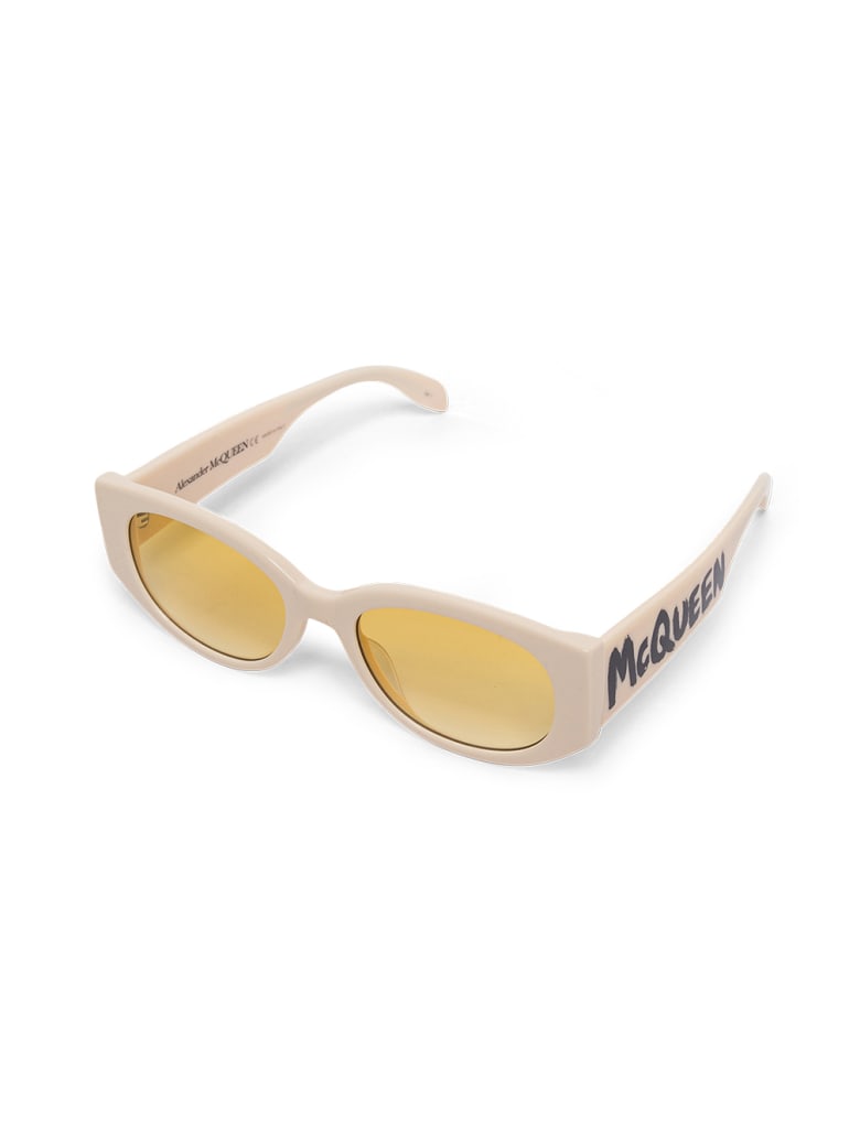 Alexander McQueen Beige Acetate Sunglasses With Logo Print - Beige