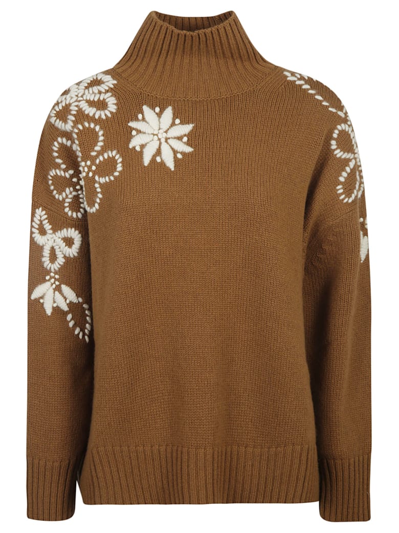 Ermanno Scervino Ribbed Neck Sweater - MAROON WH