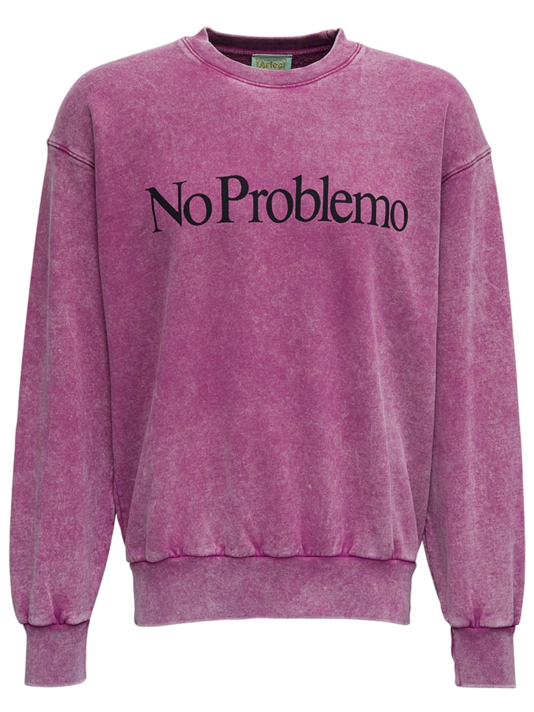 Aries No Problemo Washed Effect Jersey Sweatshirt - Pink
