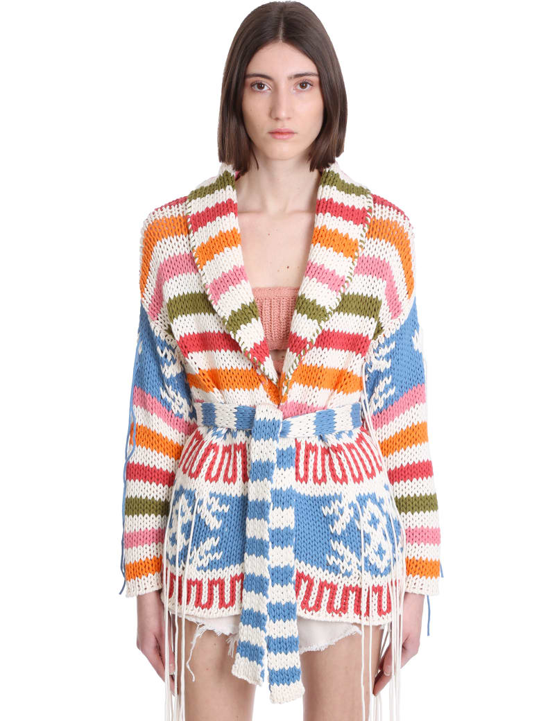 Alanui Cardigan In White Cotton - Multicolor