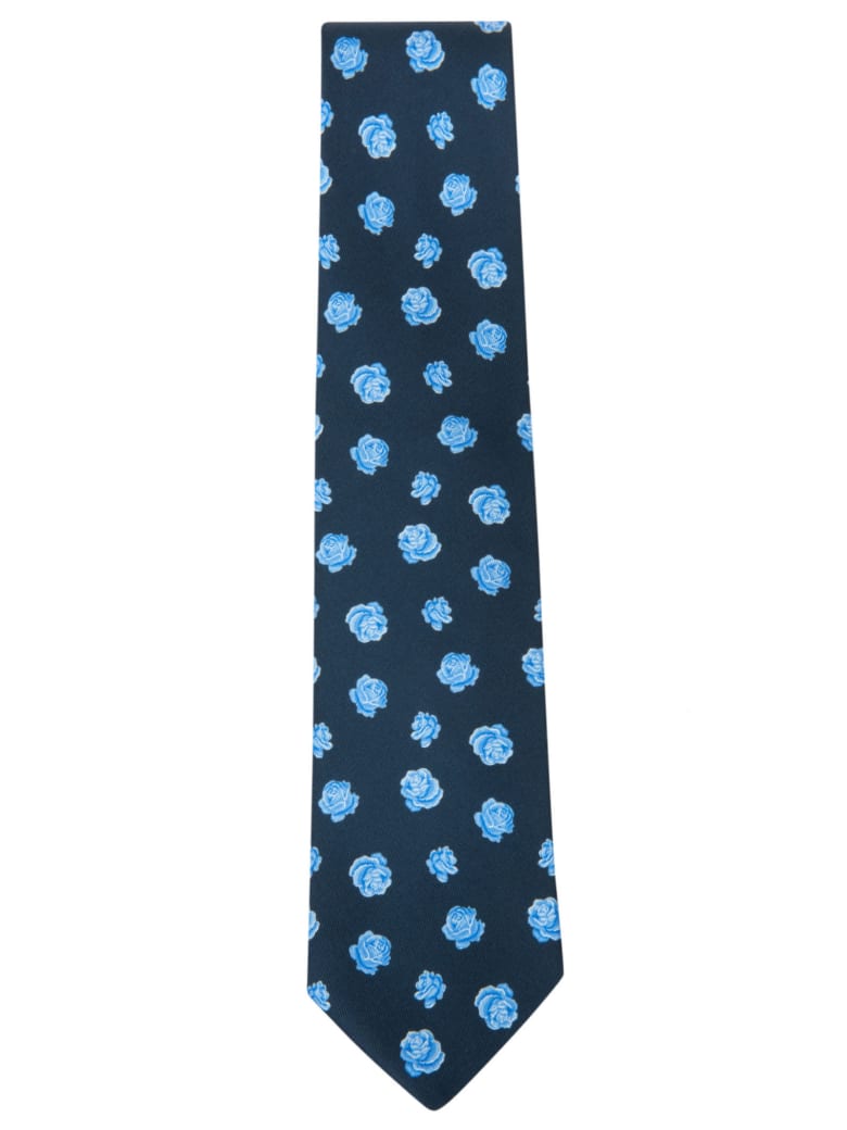 Eddy Monetti Floral Print Neck Tie - Blue