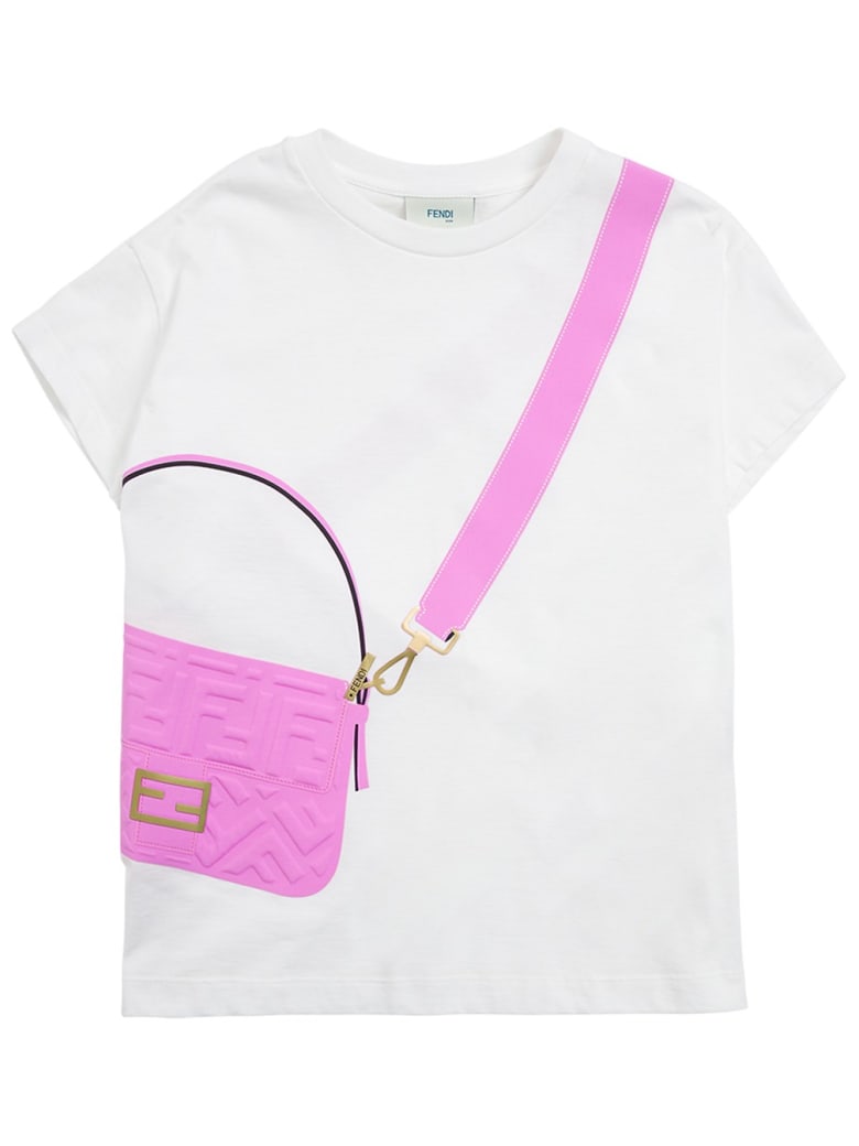 Fendi White T-shirt With Baguette Print - White