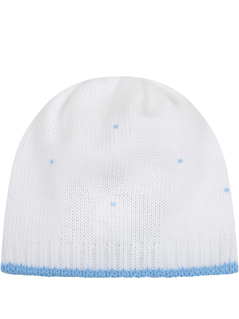 Little Bear White Hat For Babyboy With Polka-dots - White