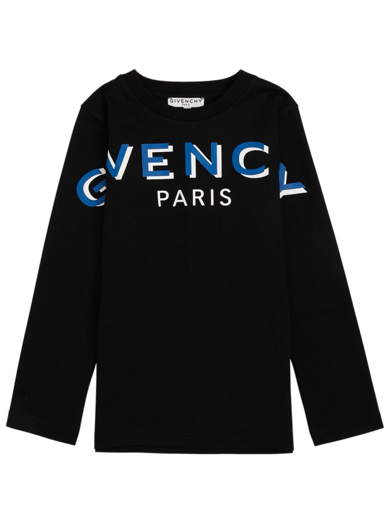 Givenchy Black Long Sleeved T-shirt With Logo Print - Black