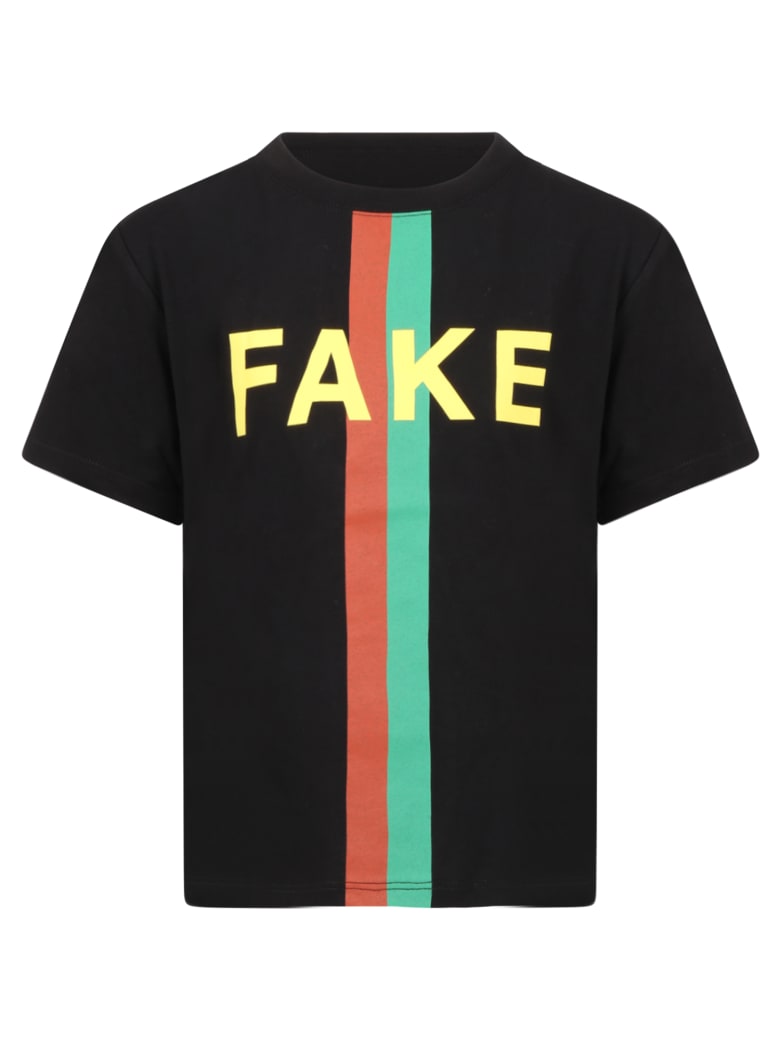 Gucci Black T-shirt For Kids With Web Detail - (black/mc)