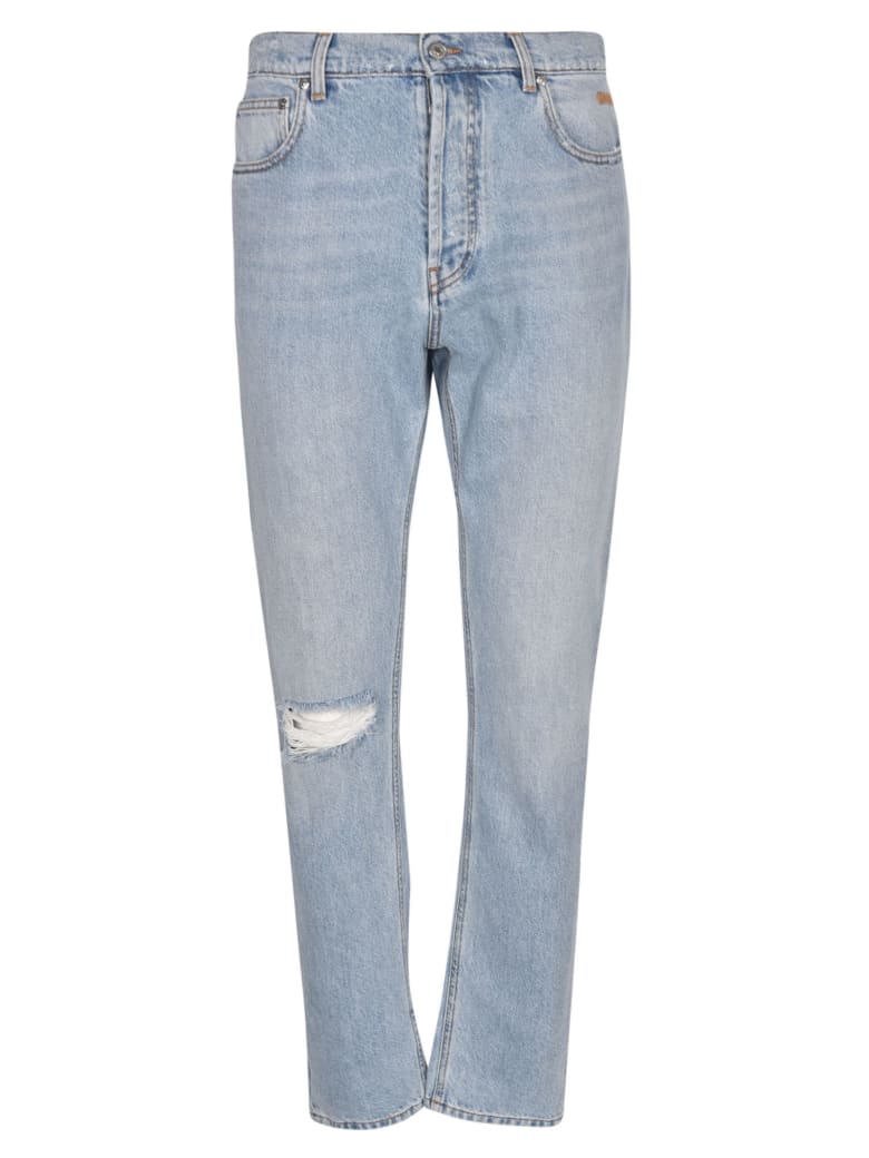 MSGM Slim Fit Distressed Denim Jeans - Blue