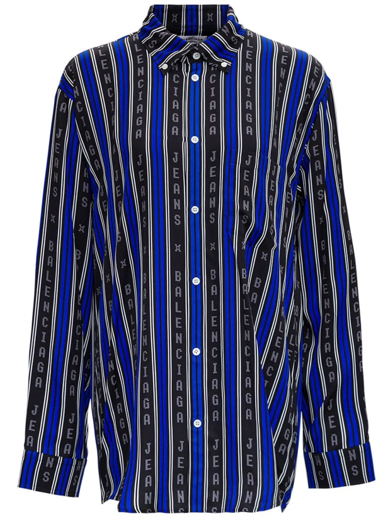 Balenciaga Striped Viscose L / S Large Shirt - Black