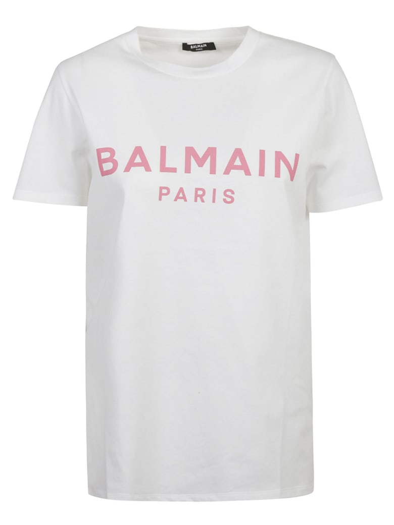 Balmain Classic Logo T-shirt - White/Pink