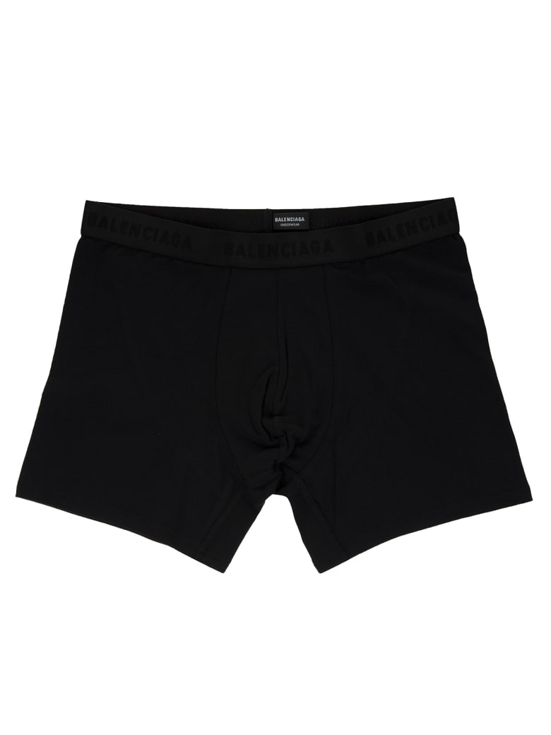 Balenciaga Man Black Boxer Shorts With Logo Tape | italist