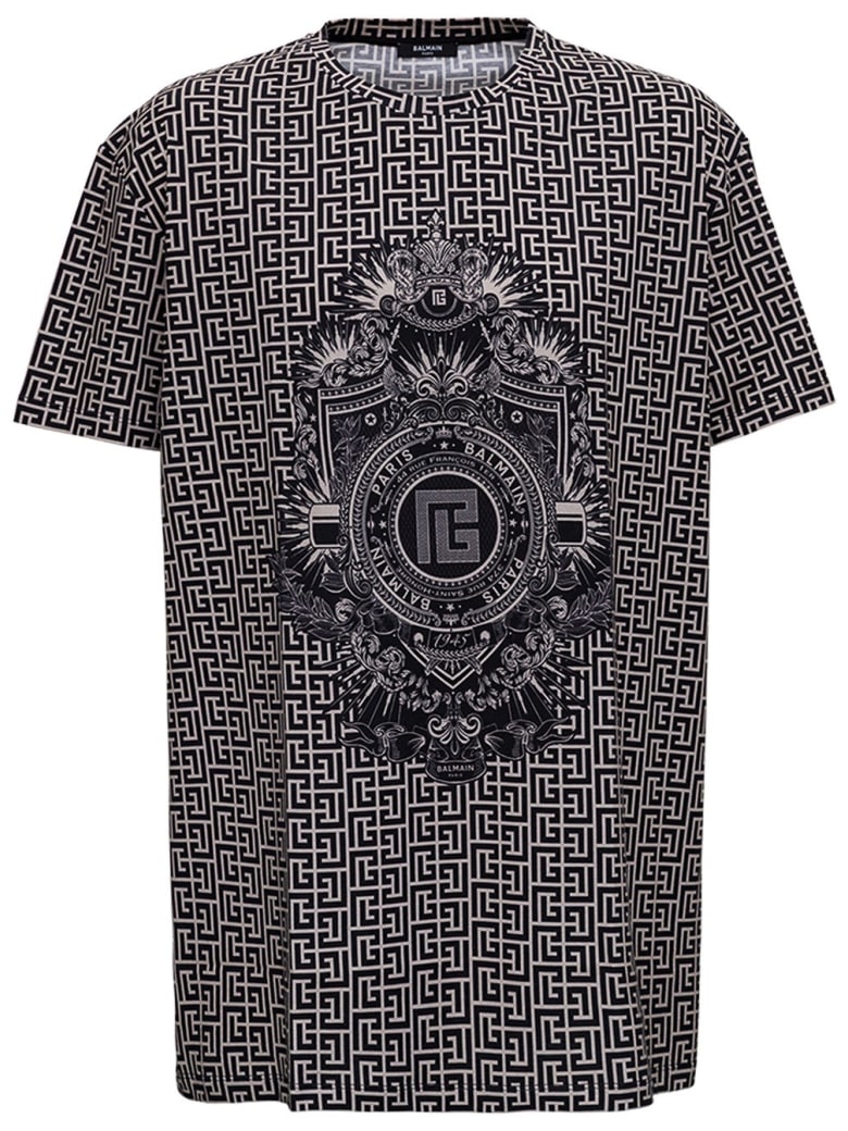 Balmain Oversize T-shirt With Monogram Print - Black