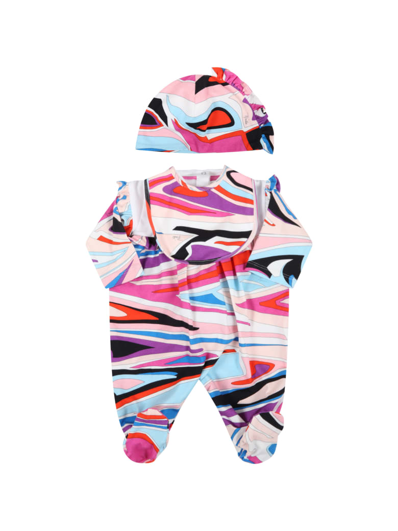 Emilio Pucci Multicolor Set For Baby Girl - Fuchsia
