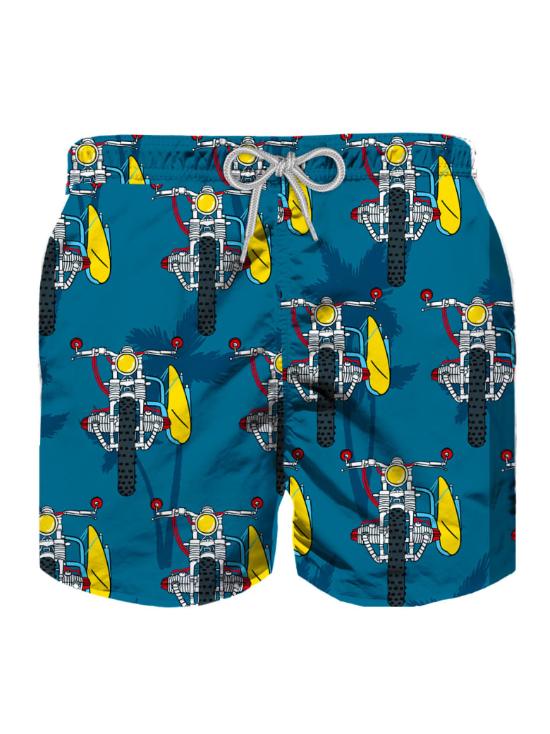 MC2 Saint Barth Motorbicycle Print Boy Swim Trunks