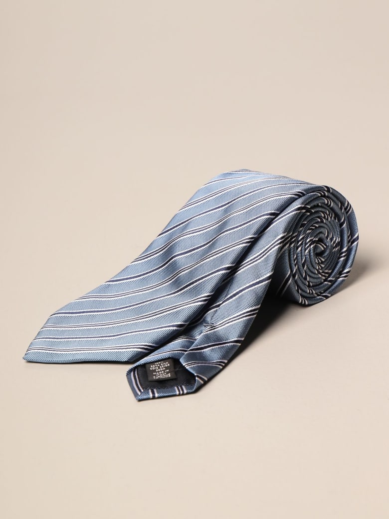 Ermenegildo Zegna Tie Ermenegildo Zegna Tie In Micro Patterned Silk - Blue