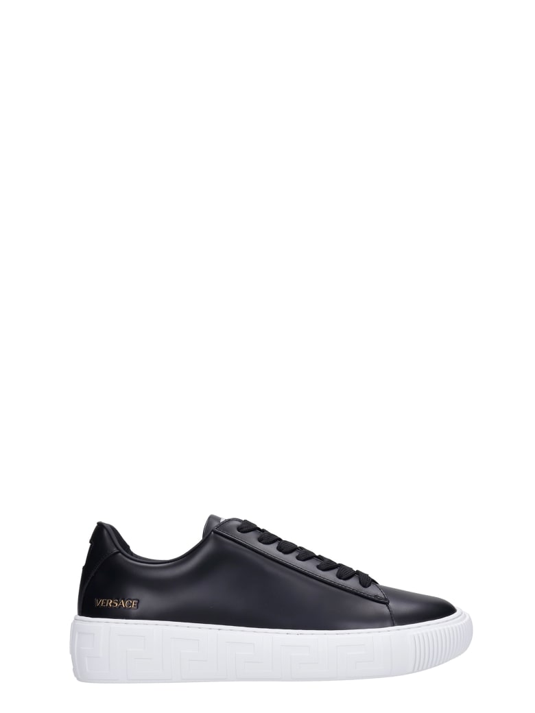Versace Greca Sneakers In Black Leather | italist, ALWAYS LIKE A SALE