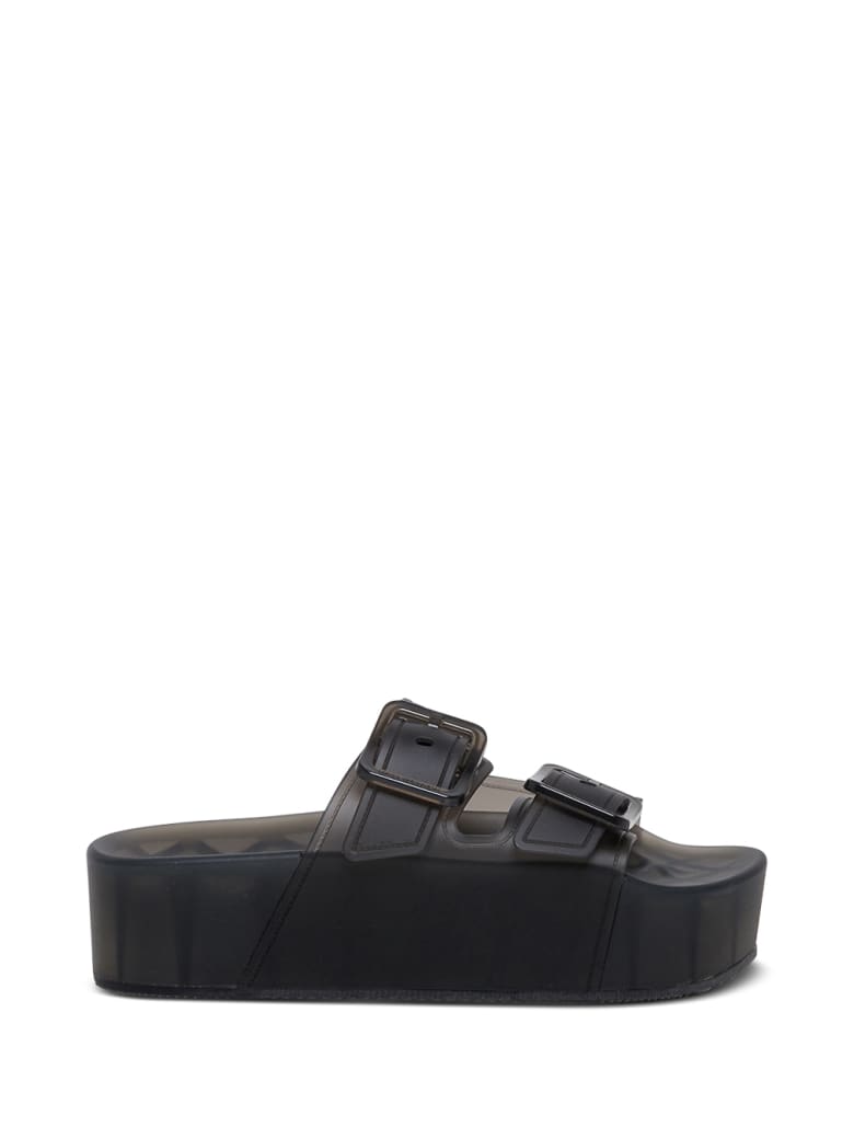 Balenciaga Mallorca Black Rubber Sandals With Platform - Black