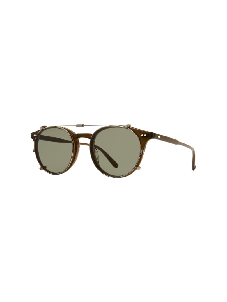 Garrett Leight 5047/45 CLUME CLIP 45 Sunglasses - Bs/grn Brushed Silver
