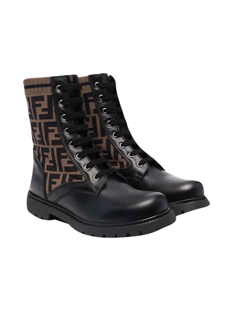 Fendi Black Boots With Ff Motif - Nero