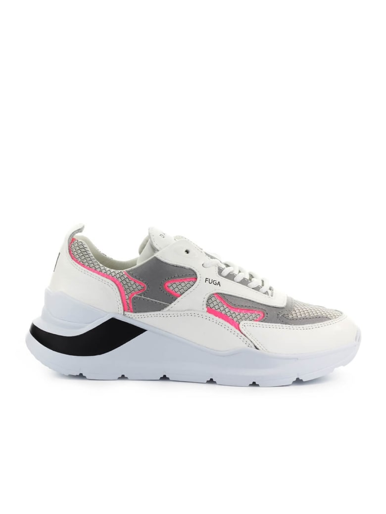 D.A.T.E. Fuga Flash Grey Fuchsia Sneaker - Bianco/Rosa