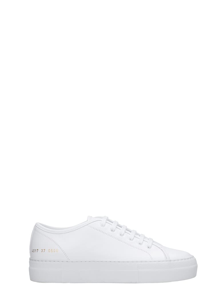 Common Projects Tournament Sneakers In White Leather - white
