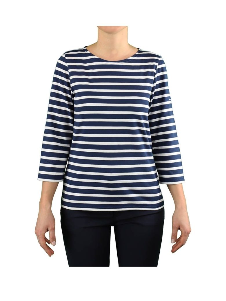 Saint James Galathee Ii Navy Blue White T-shirt 3/4 Sleeves - Blu