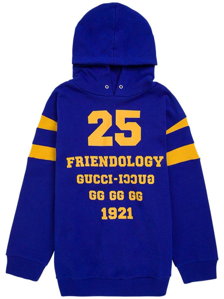 Gucci Blue Cotton Hoodie With Print - Blu