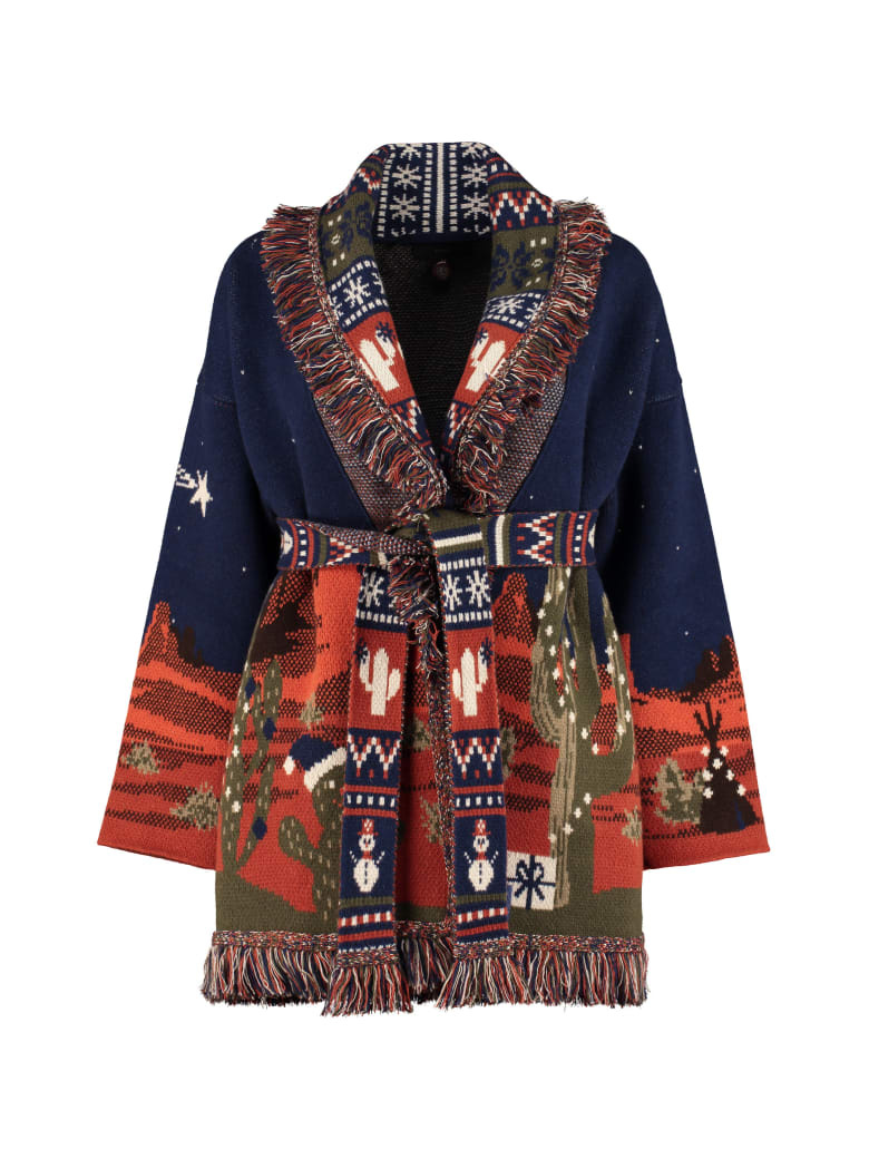 Alanui Wool And Cashmere Blend Cardigan - blue