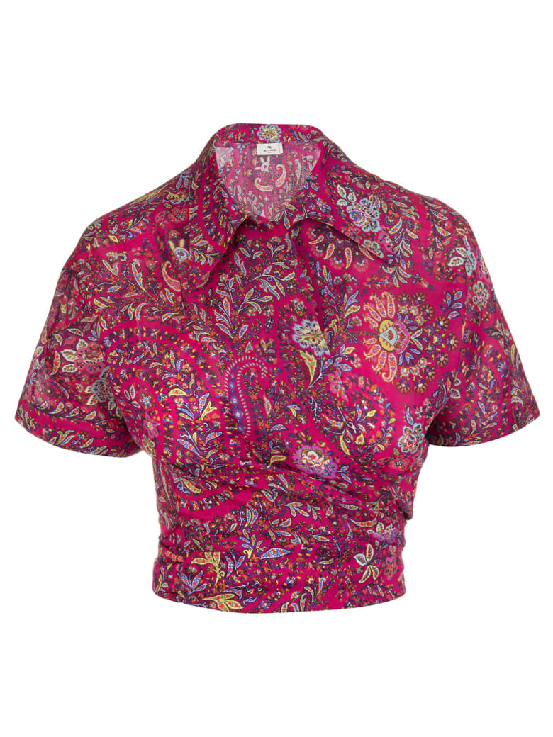 Etro Fuchsia Crossed Shirt With Paisley Print