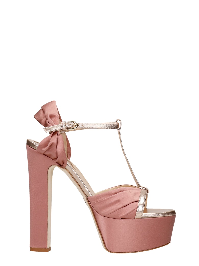 Elie Saab Sandals In Rose-pink Satin - rose-pink