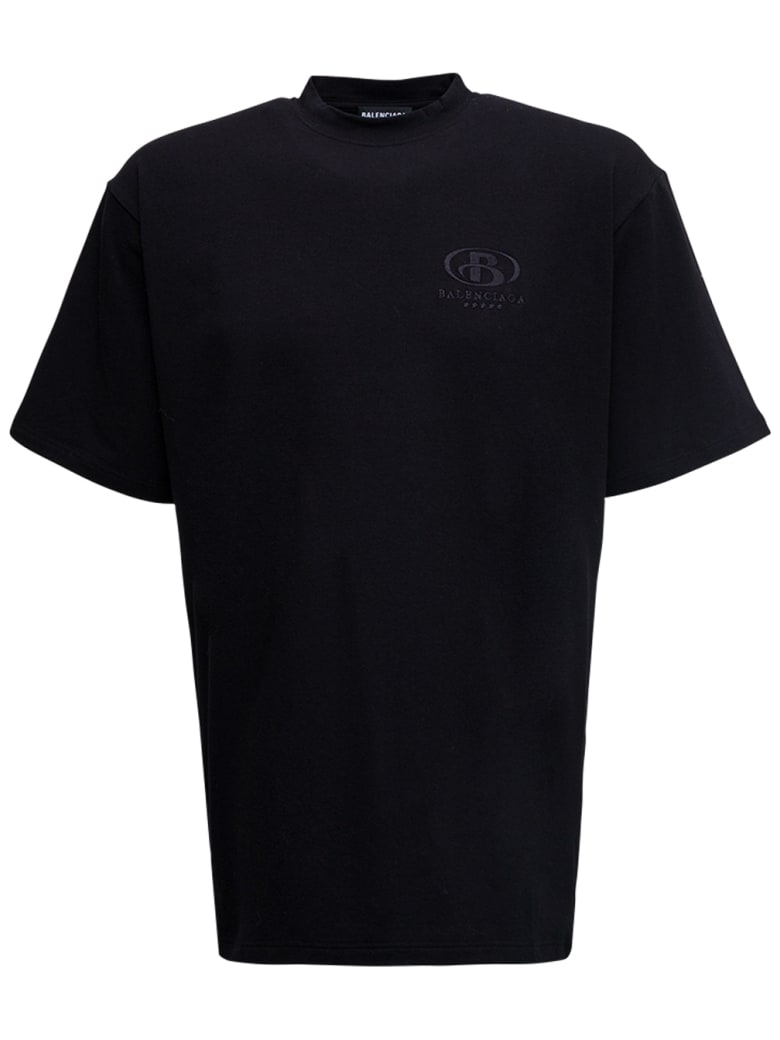 Balenciaga Black Cotton T-shirt With Logo - Black