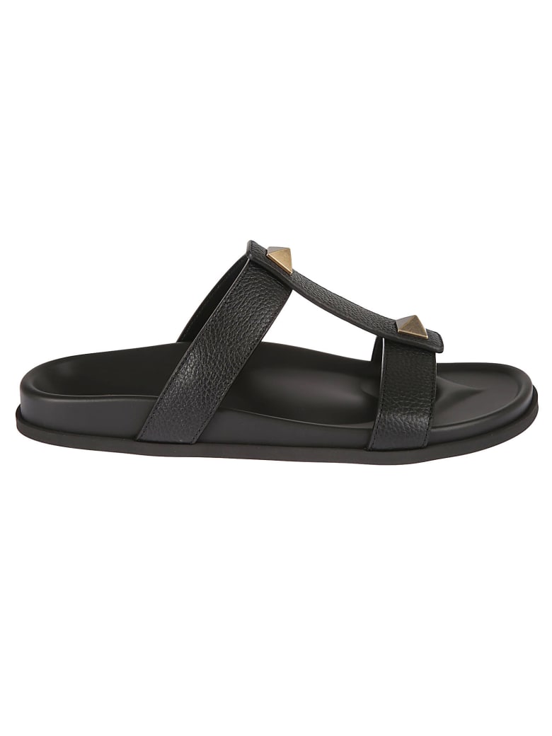Valentino Garavani Stud Detail Flat Sandals - Black