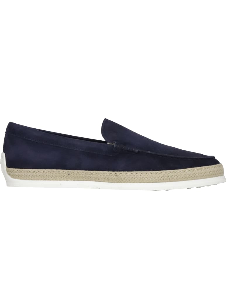 Tod's Nuova Pantofola Rafia Flat Shoes - BLUE