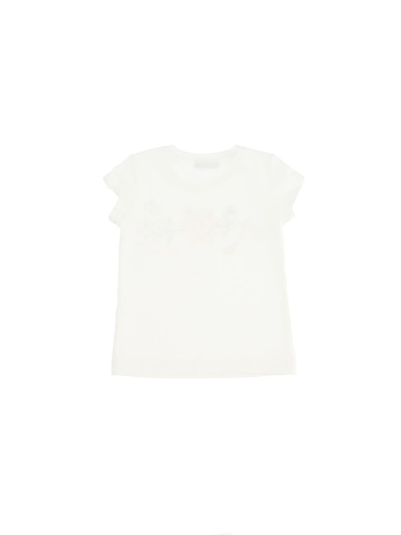 Monnalisa Jersey T-shirt With Floral Print - White
