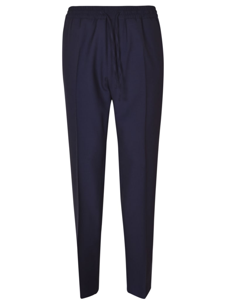 Versace Drawstring Waist Plain Trousers - Navy