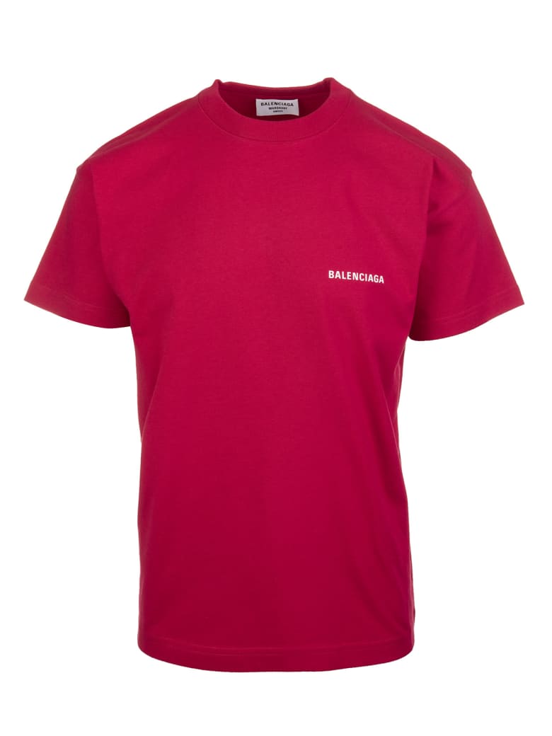 Balenciaga Unisex Red Balenciaga Wide Line T-shirt - Raspberry/white