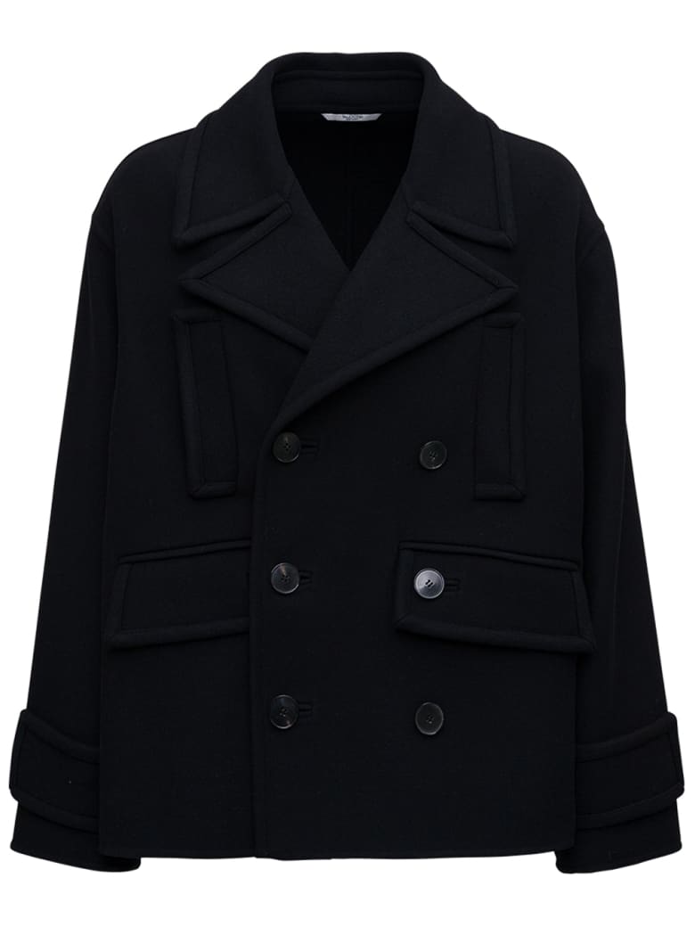 Valentino Double-breasted Black Wool Coat - Black