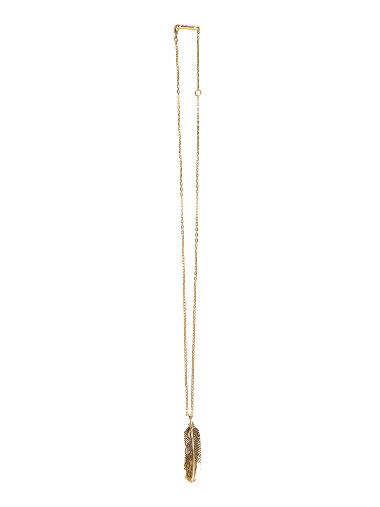 AMBUSH Feather Charm Necklace - GOLD