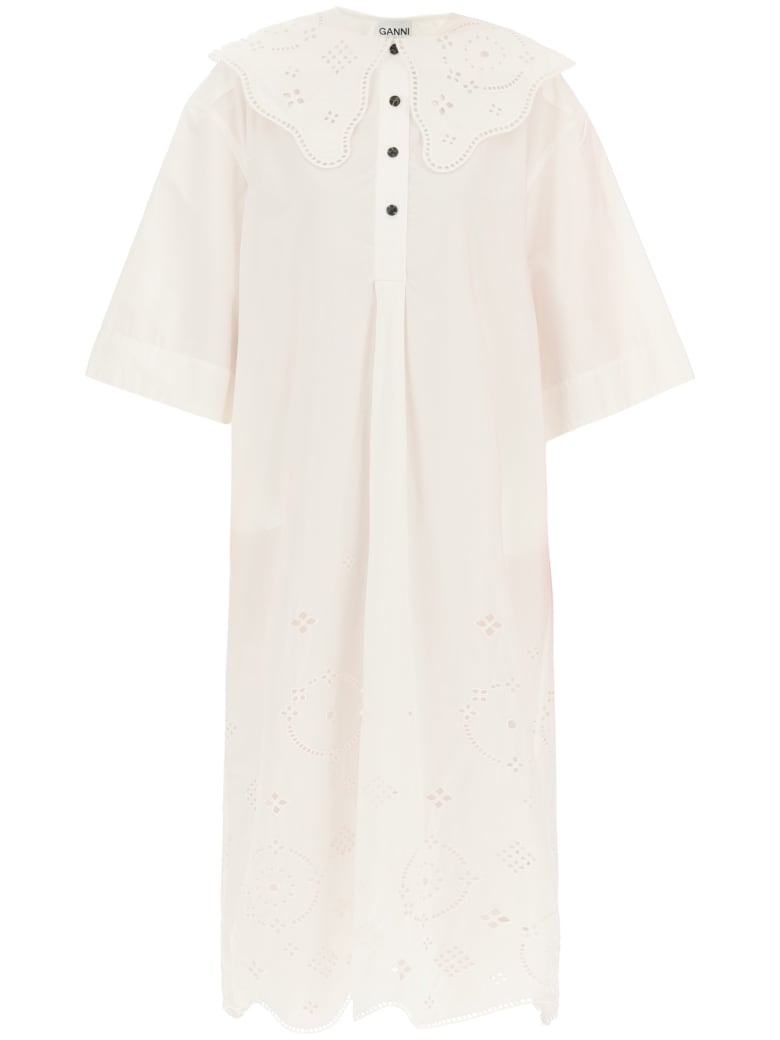 ganni embroidered dress