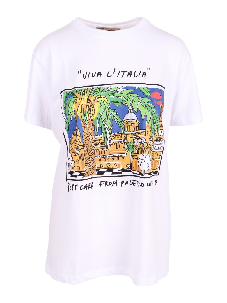 Alessandro Enriquez 'palermo Print' Cotton T-shirt - White