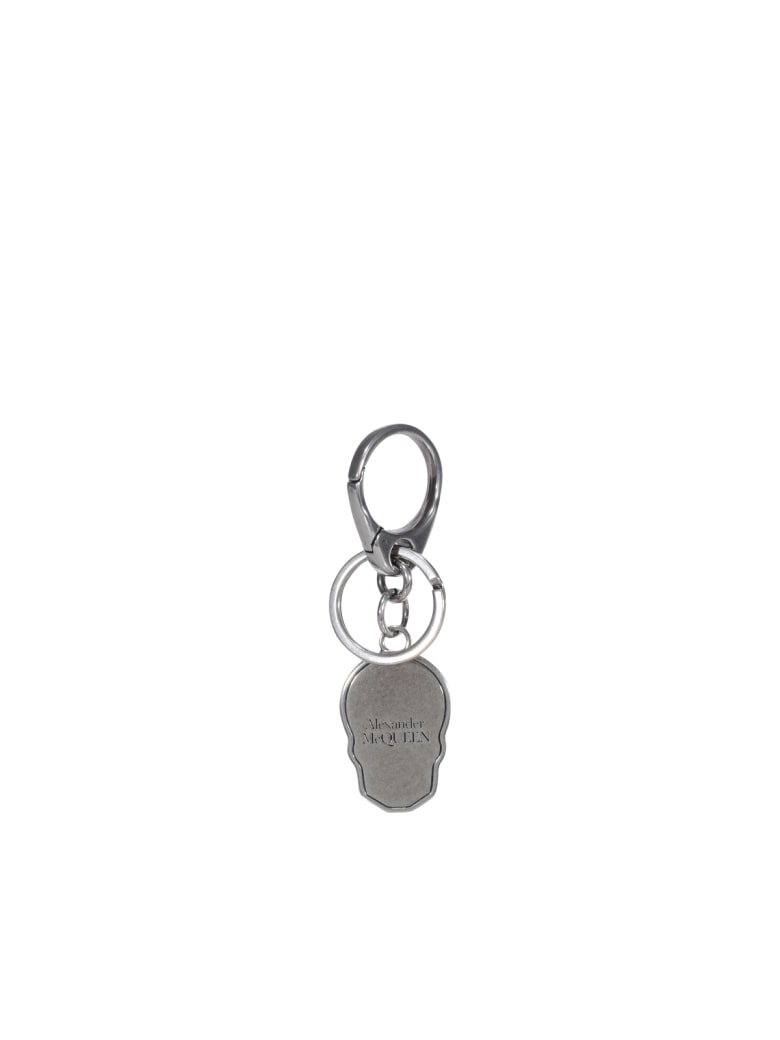 Alexander McQueen Skull Tag Keyring - Silver