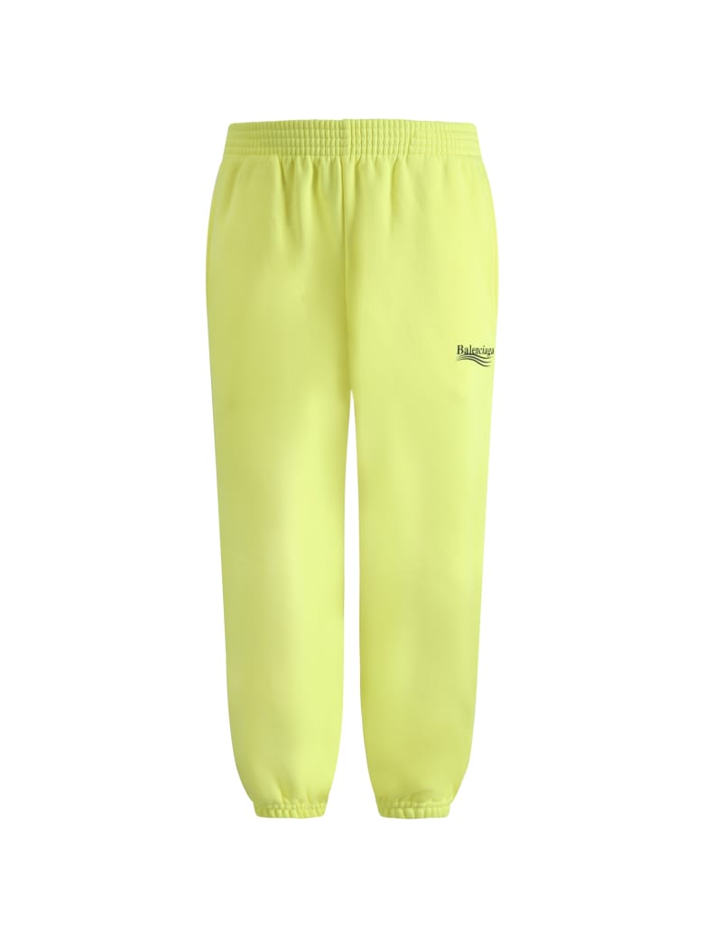 Balenciaga Neon Yellow Sweatpants For Kids With Logo - Yellow