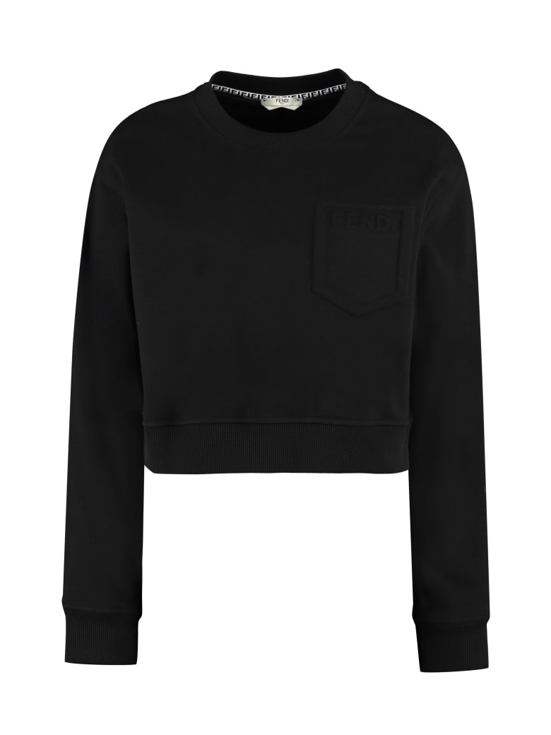 Fendi Cotton Crew-neck Sweatshirt With Logo - black