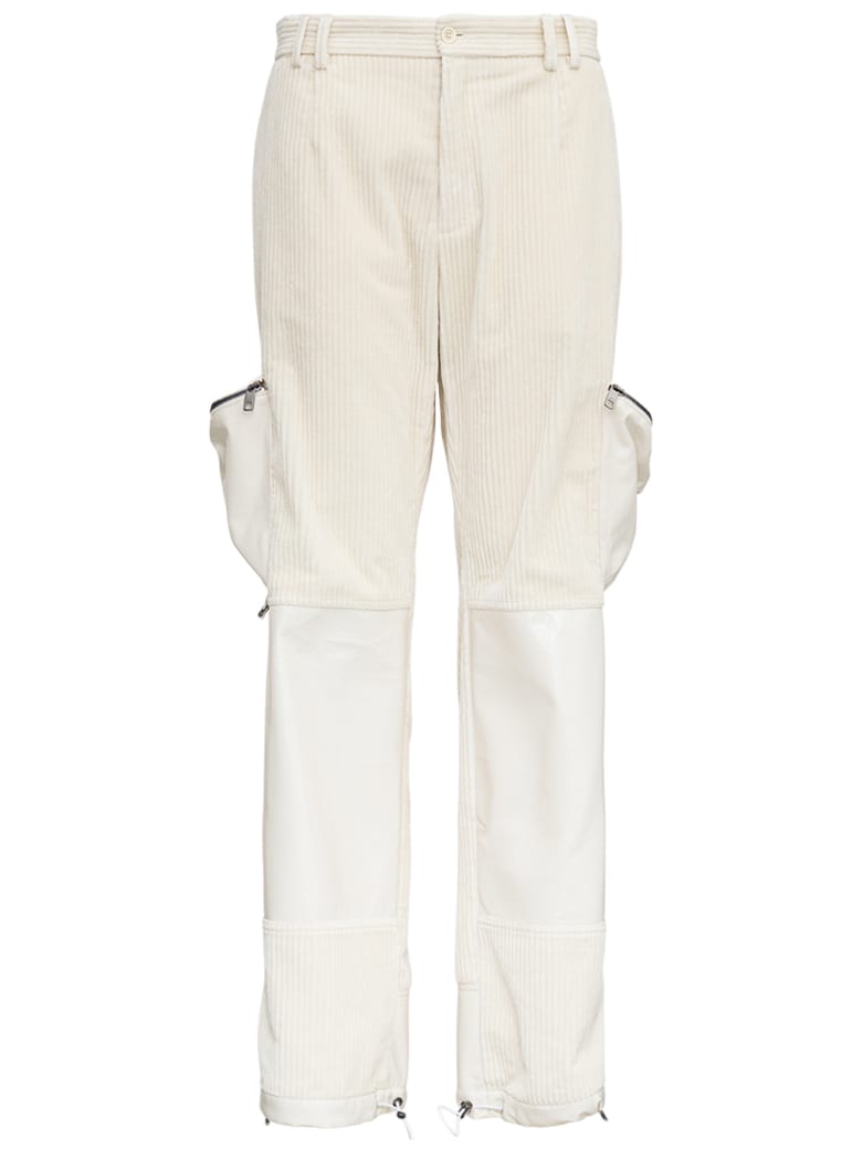 Dolce & Gabbana Ribbed Cotton Worker Trousers With Pockets - White