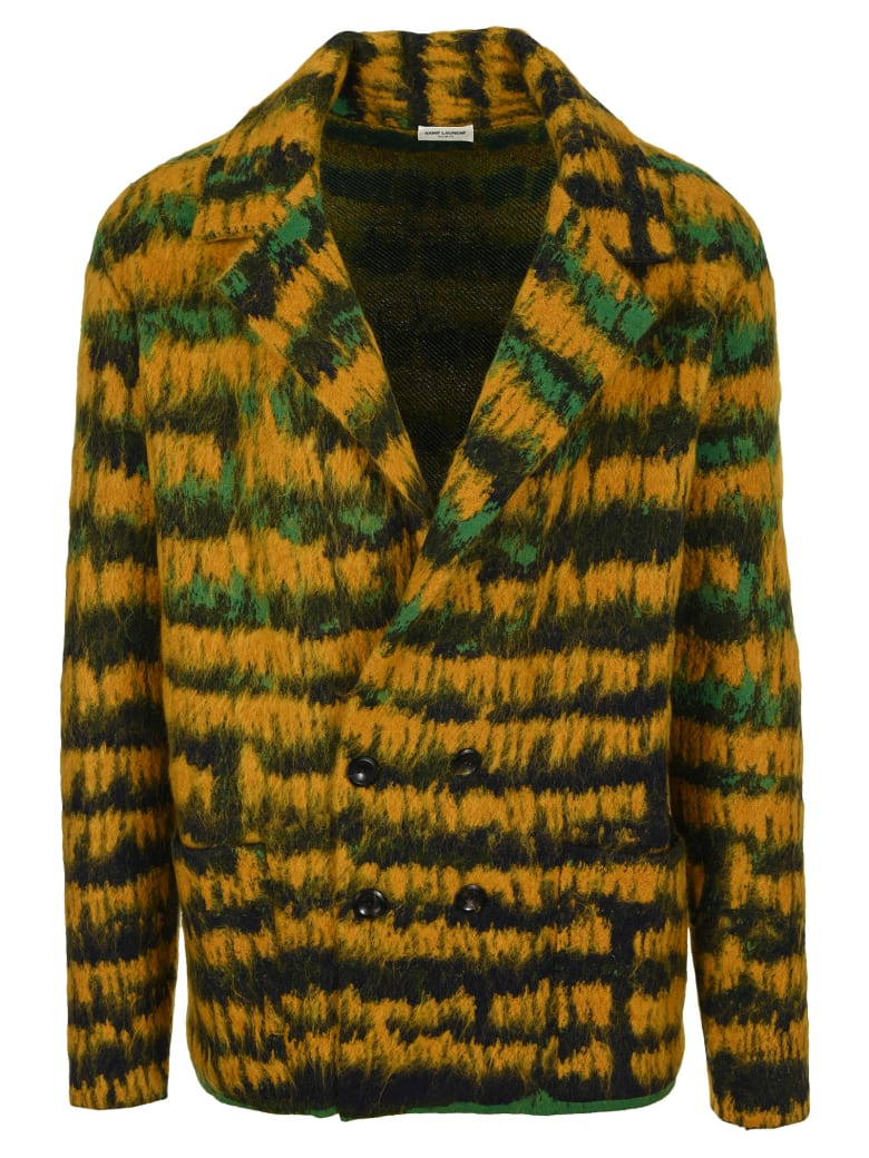 Saint Laurent Jacquard Double Breasted Blazer - GOLD MULTICOLOR