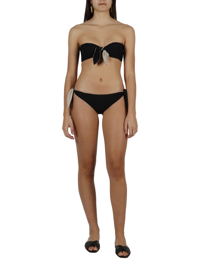 Saint Laurent Knot Draped Bikini Top - Black