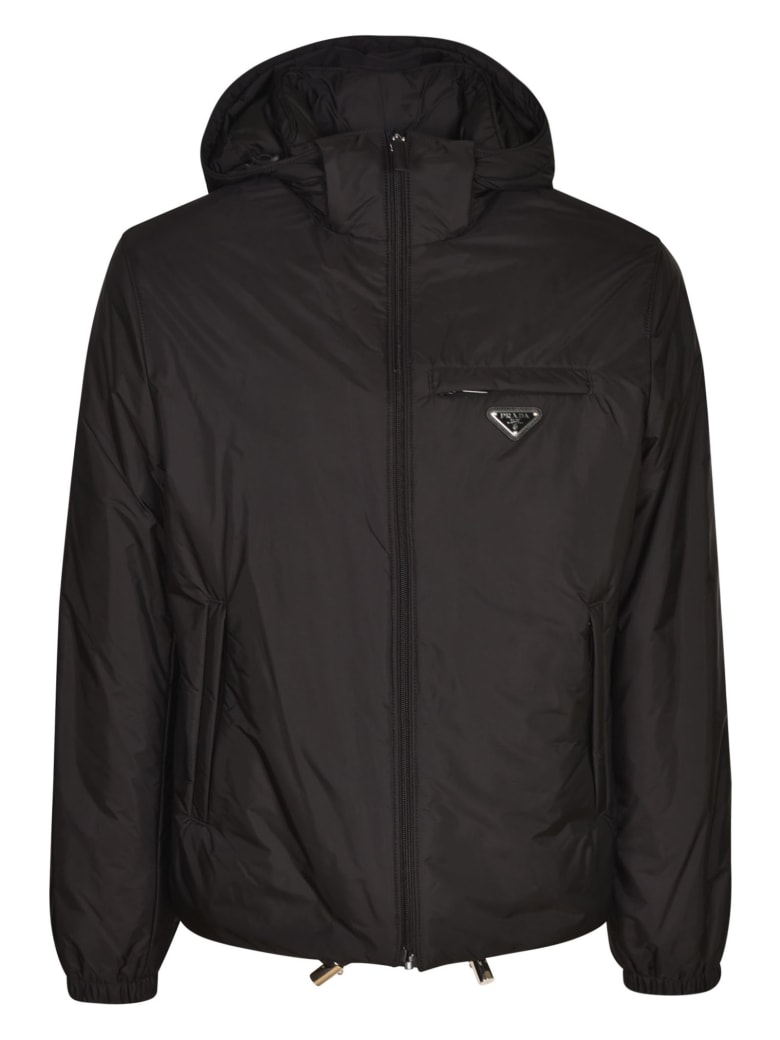 Prada Logo Plaque Raincoat - Black