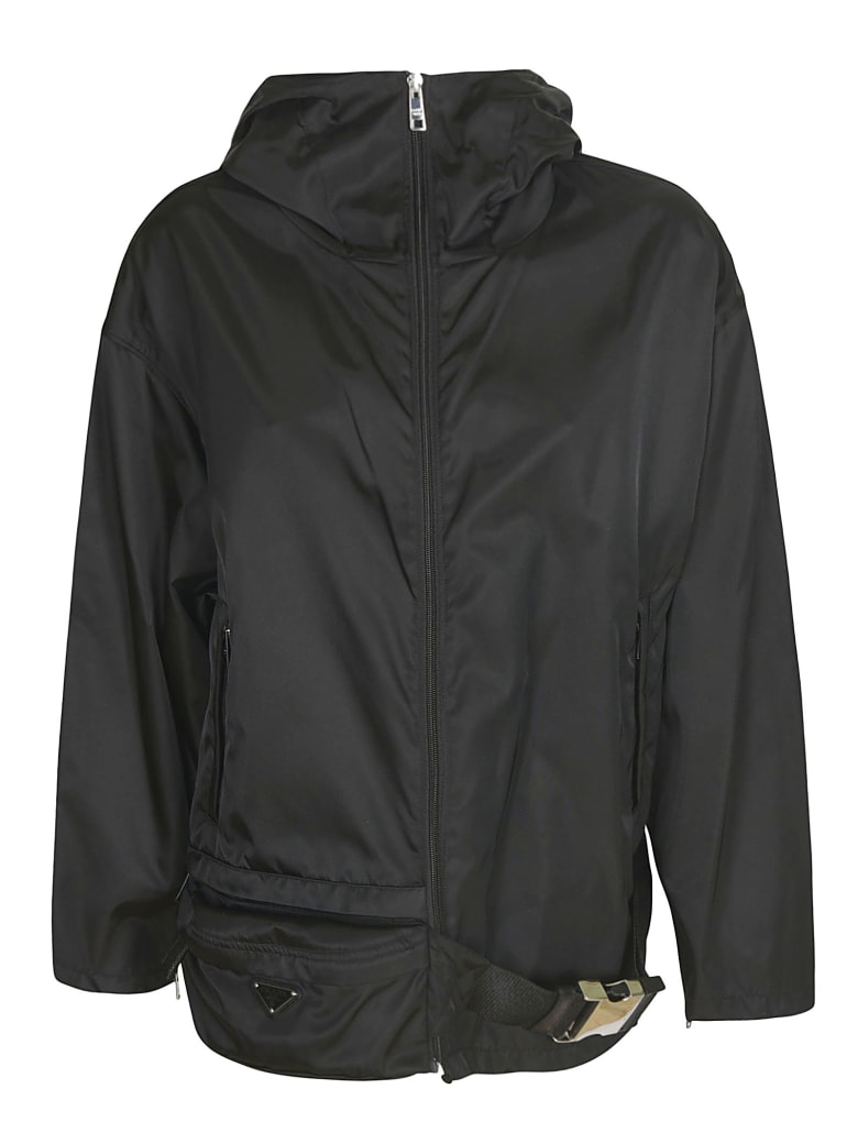 Prada Zipped Plain Raincoat - Black